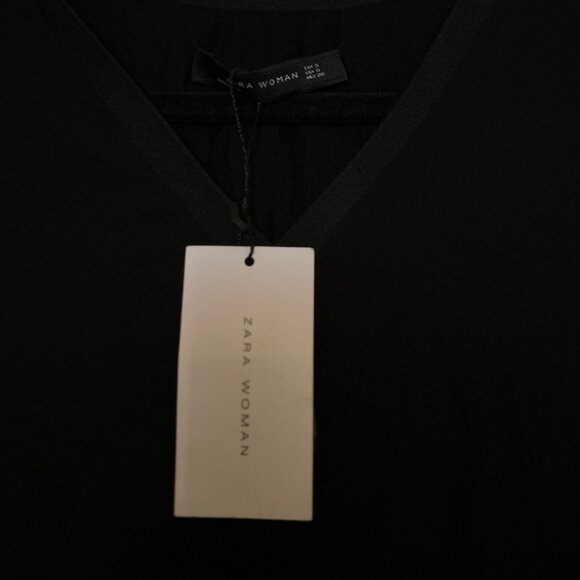 NWT Zara Woman black sheer top with lining - Picture 2 of 3